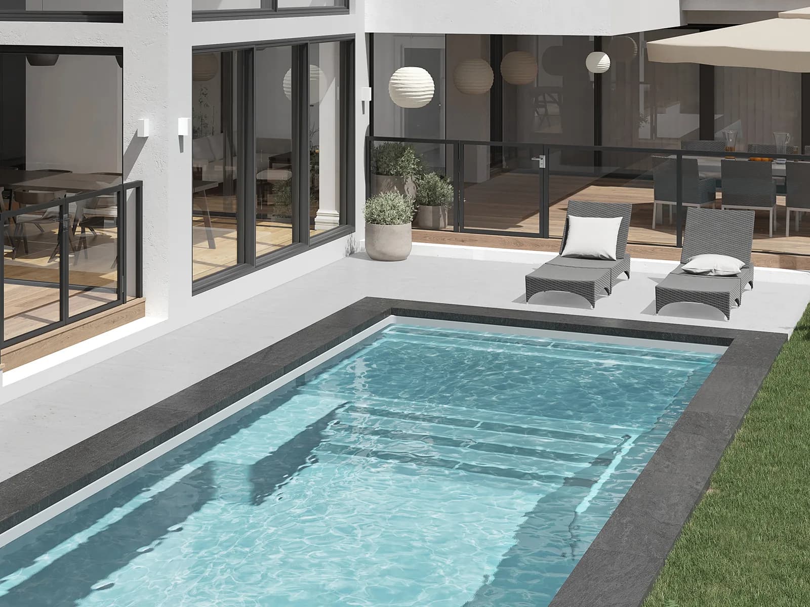 Piscine Mova 12' × 26' avec terrasse